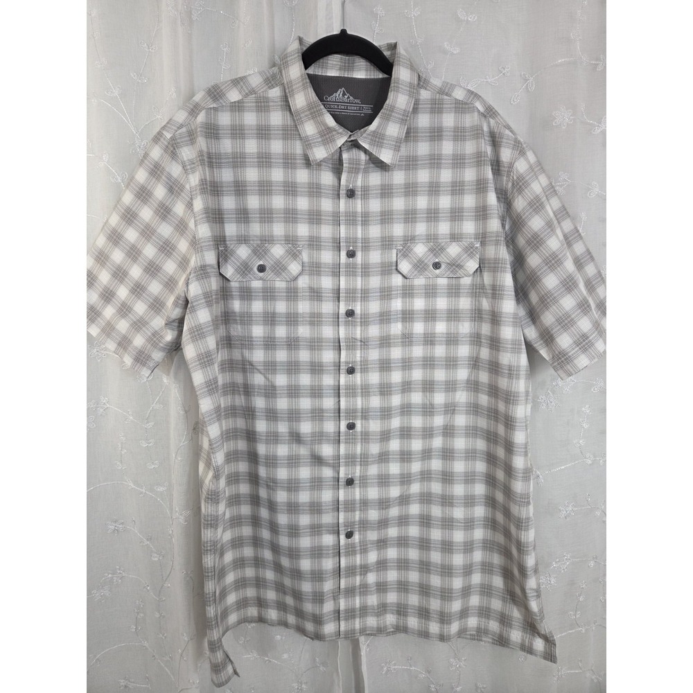 Croft & Barrow Quick Dry Shirt Mens XLT Brown Short Sleeve Button Up Vented Fish